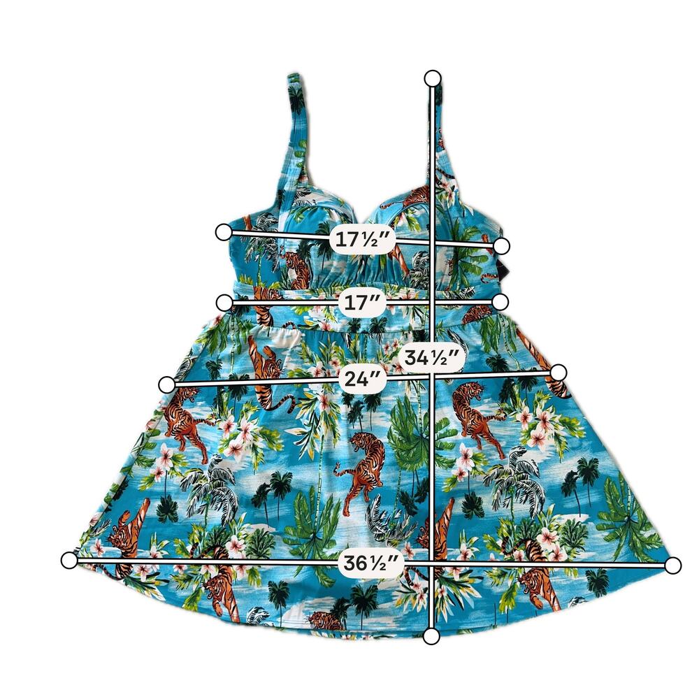 torrid Teal Tropical Print Skirted Swimdress - Picture 10 of 10